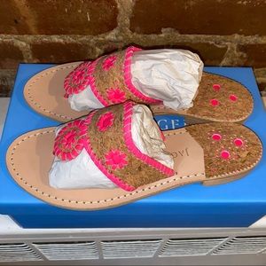 JACK ROGERS JACKS FLAT CORK SANDALS - Hot Pink 8